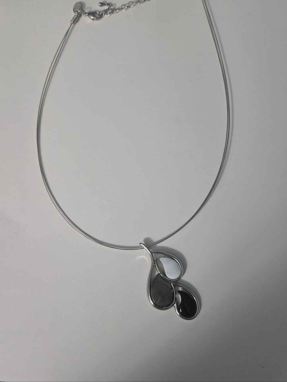 12” Inches Silver Tone Necklace With 3 Tear Drop Pendant By Lia Sophia